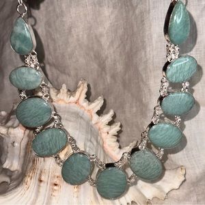 Elegant Mermaid Amazonite statement cluster necklace